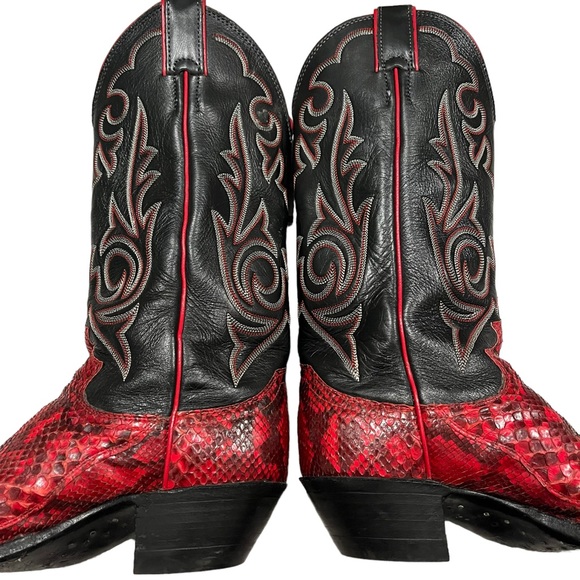 Justin Snakeskin and Leather Western Boots, Sz 5.5 - Picture 11 of 16